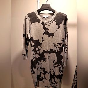 Calvin Klein Black + Grey with silver sheath style knit dress